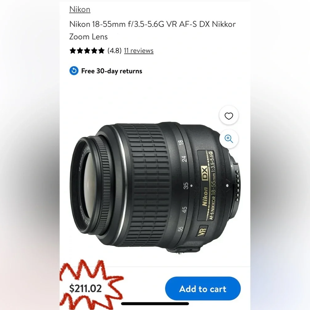 Nikon 18-55mm f/3.5-5.6G VR AF-S DX Nikkor Zoom lens